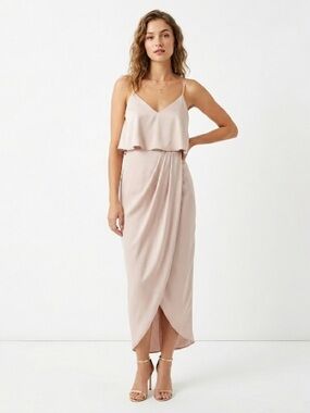 satin halter open back dress Pink Satin Halter Dress main image 0